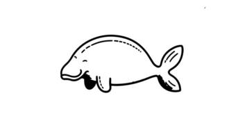 The animation forms a sketch of a dugong icon video