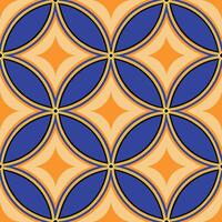 Abstract Geometric Pattern Orange, Blue, Circles, and Diamonds vector