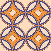 Geometric Orange Blue Circle Pattern Seamless Design Texture vector
