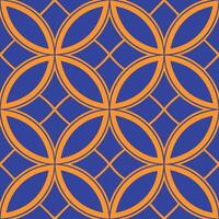 Geometric Orange Blue Interlocking Circles Seamless Pattern Design vector
