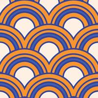 Abstract Geometric Seamless Pattern Orange, Blue, Arched Design vector