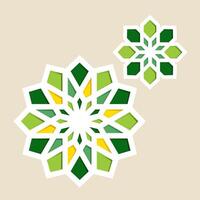 Islamic Floral Geometry Green and Yellow Patterns vector