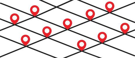 Travel route with map pin pointers location illustration vector