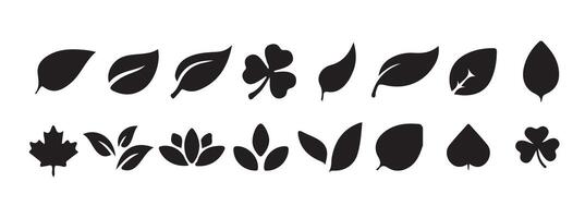 Set of black leaf icons. Leaves on a white background. Ecology. File illustration eps 10 vector