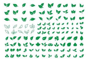 Big leaf icon set. Green leaf icon in flat style illustration eps 10 vector