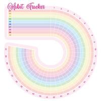 Rainbow habit tracker template vector
