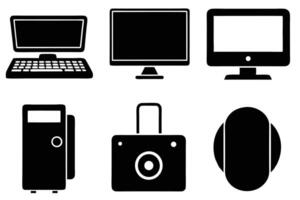 Silhouette Computer Peripherals Icon Set vector