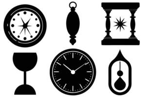 Silhouette Clocks Icon Set vector
