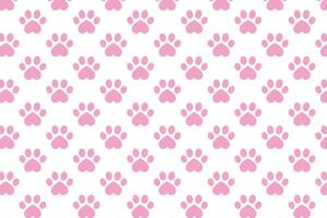 Love paw print pattern . Pattern with pink paws footprints . Animal footprints background . illustration vector