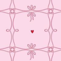 Coquette seamless pattern with bows making checkered background. Linear bows and thin ribbons on pink background. Festive design for Valentines gift wrapping paper. illustration. vector