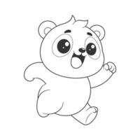 Fat panda is running happily for coloring vector