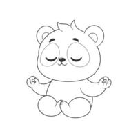 Panda is doing meditation movement for coloring vector