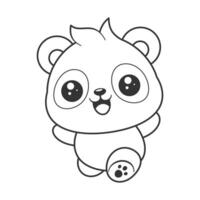Panda was running very happily for coloring vector