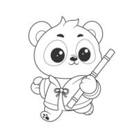 Panda becomes a kung fu fighter for coloring vector
