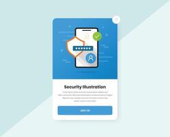 Security and safety device and data protection illustration design for mobile and web pop up card vector