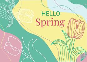 Hello Spring Abstract Floral Tulip Flowers Background vector