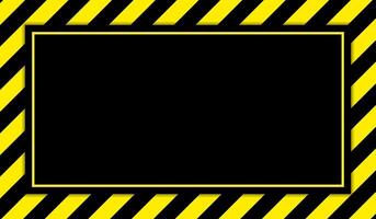 Black Background with Yellow Hazard Striped Border, Warning Frame Design for Safety Notices or Caution Templates vector