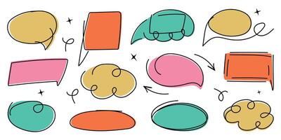 Handwritten speech bubble in trendy doodle style. Chat balloons set for text, dialog icon, comic comments, talk box. illustration on white background. vector