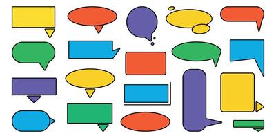 Speech bubble set in trendy doodle style. Handwritten Chat balloons for text, dialog icon, comic comments. Message in cloud frame, talk box. Isolated illustration on white background vector