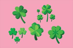 3d four-leaf clover greeting icon set for Saint Patrick's Day vector