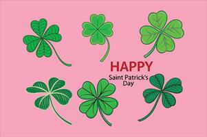 3d four-leaf clover isolated set for Saint Patrick's Day vector