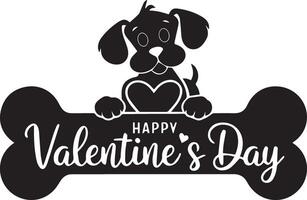 Adorable Dog and Bone Silhouette Typography Concept vector