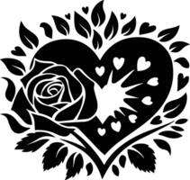 A illustration of a rose and heart silhouette design vector
