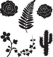 A set of different type of flower silhouette illustration vector