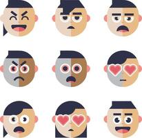 A set of various human expressions. The expressions include joy, sadness, anger, surprise, fear, love, confusion, boredom, and excitement. vector