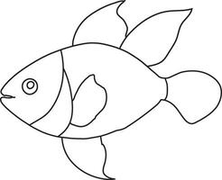 Fish single line silhouette image, kids coloring book. design resource elements. vector