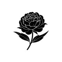 A black and white flower with leaves vector