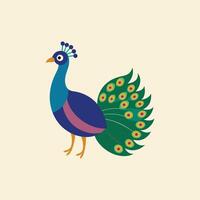 A colorful peacock standing on a beige background vector