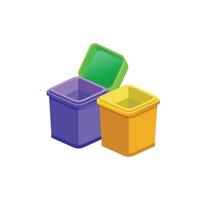 Two colorful trash cans with lids vector