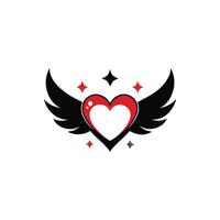 Heart with wings logo design vector