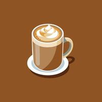 A cup of coffee with whipped cream on top vector