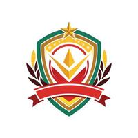 The emblem of a red, white and gold star vector