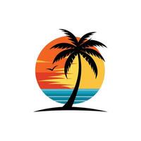 Palm tree and sunset illustration vector
