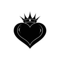 A black heart with a crown on it vector