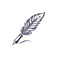 A feather pen and ink on a white background vector