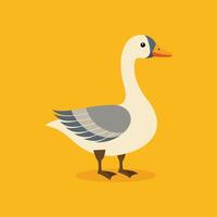 A cartoon goose standing on a yellow background vector