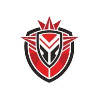 A red and black shield logo vector