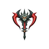 A skull with a sword on top of it vector