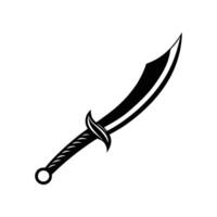 A black and white illustration of a sword vector