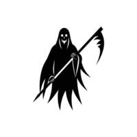 A black and white silhouette of a grim with a scythe vector