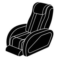 A black and white illustration of a recliner chair vector