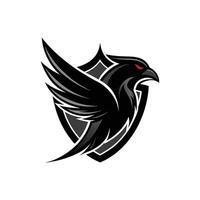 Black raven logo design illustration vector