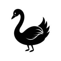 Black swan silhouette on white background vector