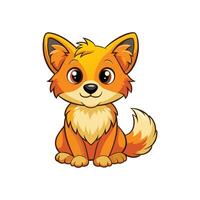 A cartoon fox sitting down on a white background vector