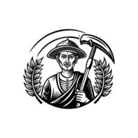 A man with a hat and a pickaxe vector