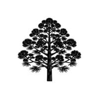 A black and white illustration of a tree with leaves vector